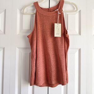 Joie 100% Linen Coral Halter Tank Top Keyhole Back Sleeveless Women’s L NWT